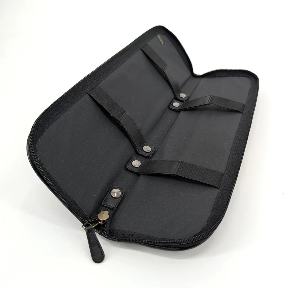 Dopp Black Leather Travel Tie‎ Case Zippered Organizer Accessory